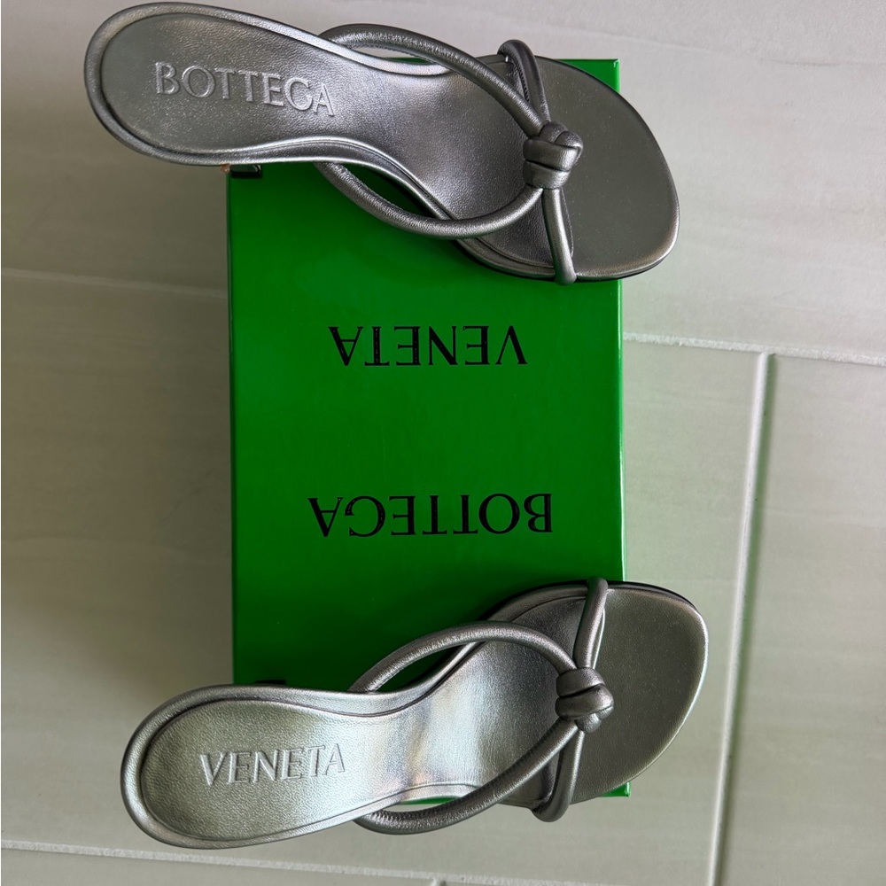 Metallic Gray Sandals Bottega Veneta